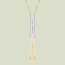 Load image into Gallery viewer, gold/steel slidebar necklace.
