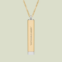 Load image into Gallery viewer, gold/steel slidebar necklace.

