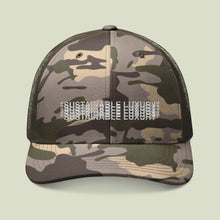 Load image into Gallery viewer, SUSTAINABLE LUXURY EMBROIDERED CAMO TRUCKER
