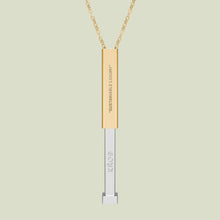 Load image into Gallery viewer, gold/steel slidebar necklace.
